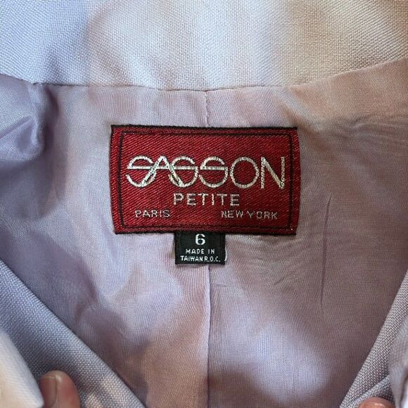 Sasson Vintage Cropped Jacket Lavender Petite 6 Pastel Office Work Modest - Picture 6 of 7